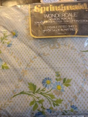 Wondercale Blue Floral Double Fitted Sheet